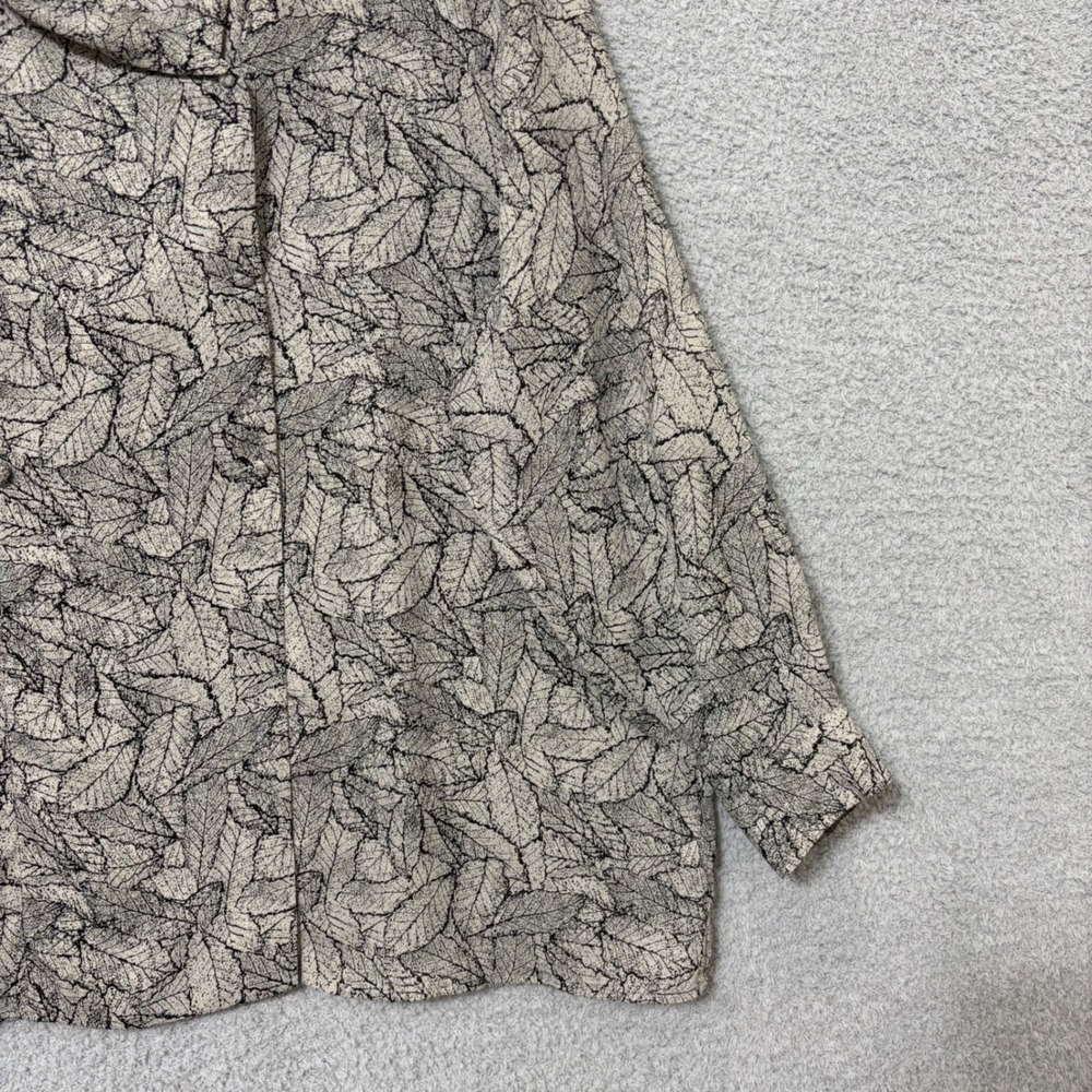 Lightweight Wrap Blouse Flowy Neutral Leaf Print Long Sleeve Work Casual 20W - Picture 5 of 14